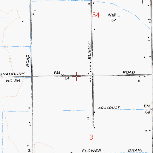 Topographic Map of Circle H Dairy Ranch, CA