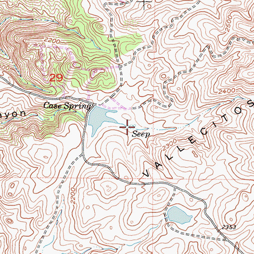 Topographic Map of Case Spring, CA