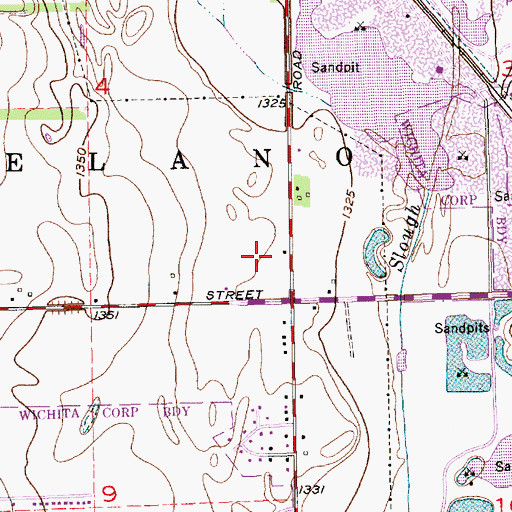 Topographic Map of Tabor College Wichita, KS