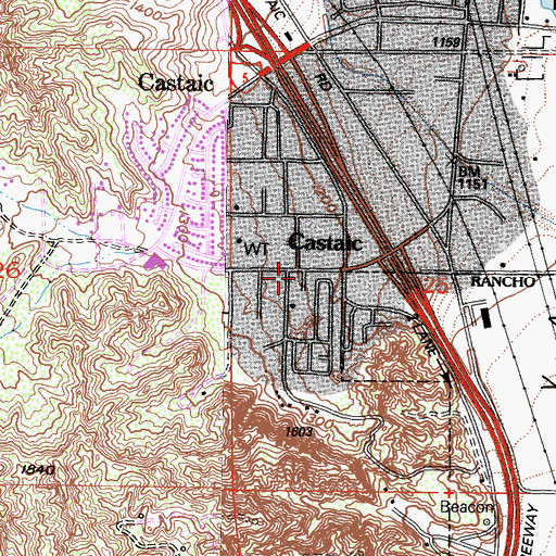 Topographic Map of Castaic, CA