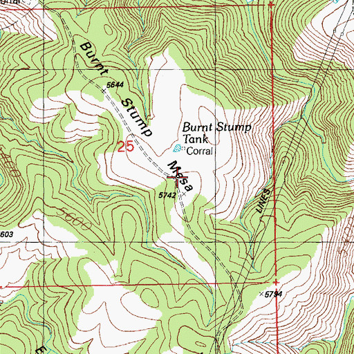 Topographic Map of Burnt Stump Mesa, AZ