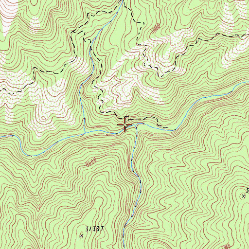 Topographic Map of Castle Creek, CA