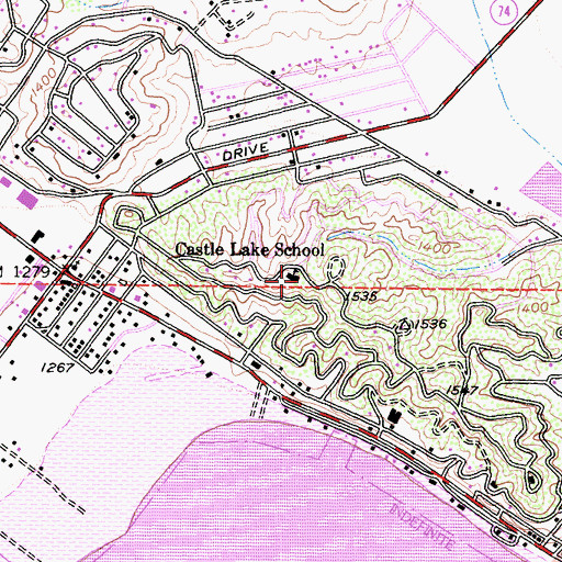 Topographic Map of Castle Lake School, CA