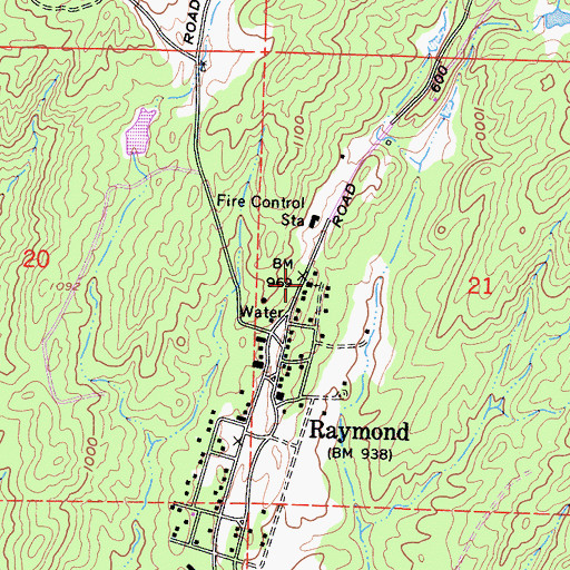 Topographic Map of Raymond Community Church, CA