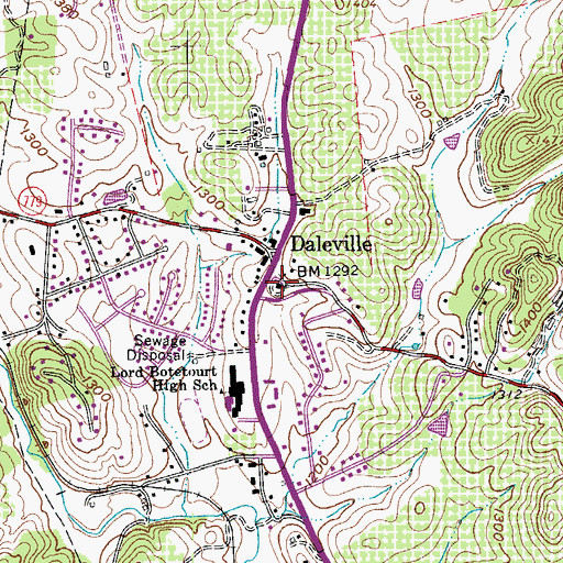 Topographic Map of Daleville Church of the Brethren, VA