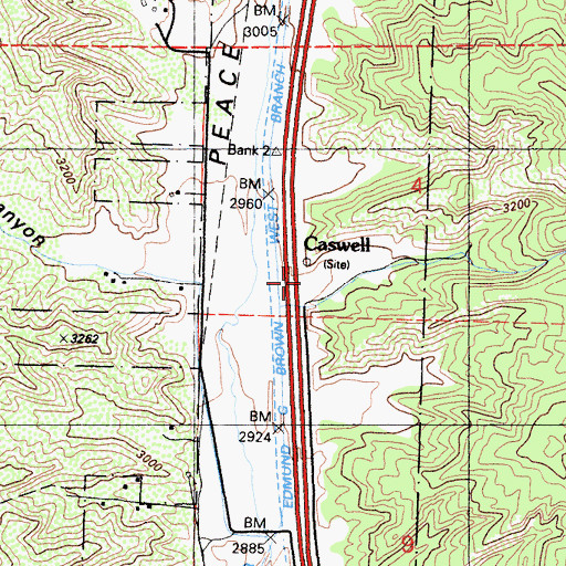Topographic Map of Caswell, CA