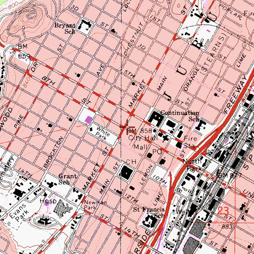 Topographic Map of California Tower, CA
