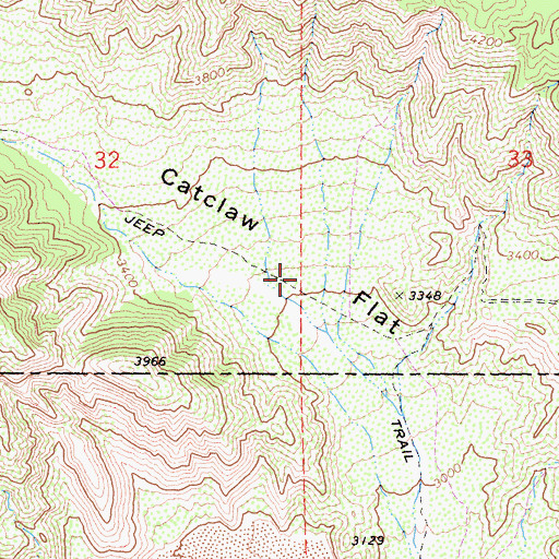 Topographic Map of Catclaw Flat, CA