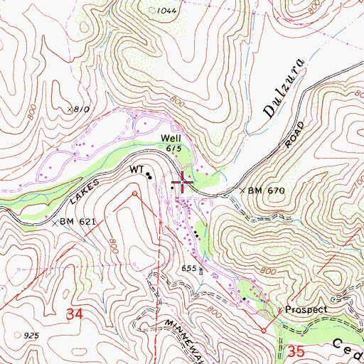 Topographic Map of Cedar Canyon, CA