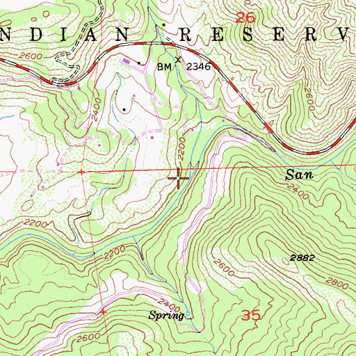 Topographic Map of Cedar Creek, CA