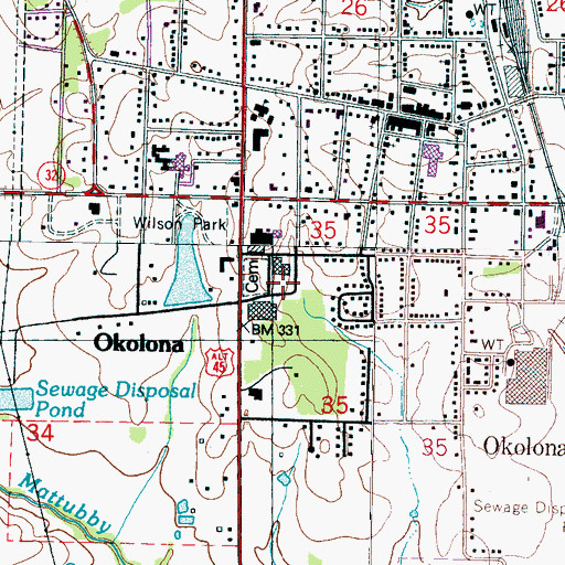Topographic Map of Confederate Cemetery, MS