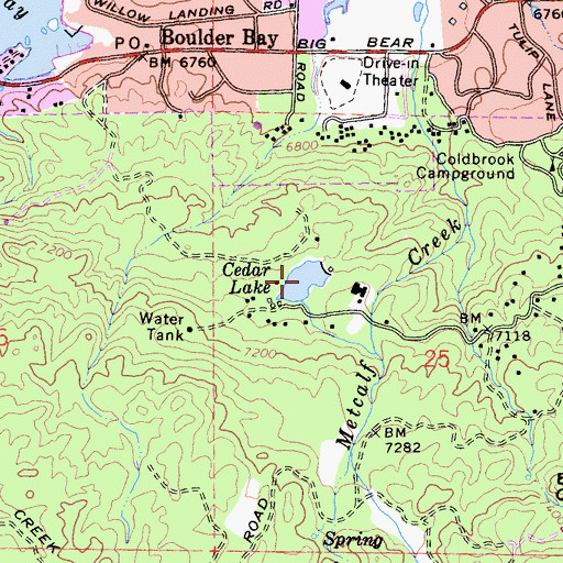 Topographic Map of Cedar Lake, CA
