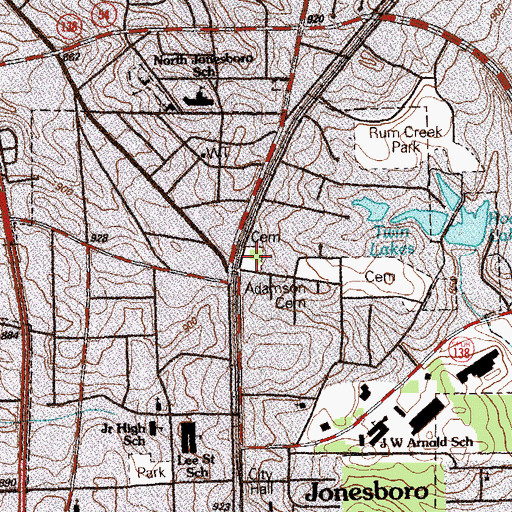 Topographic Map of Confederate Cemetery, GA