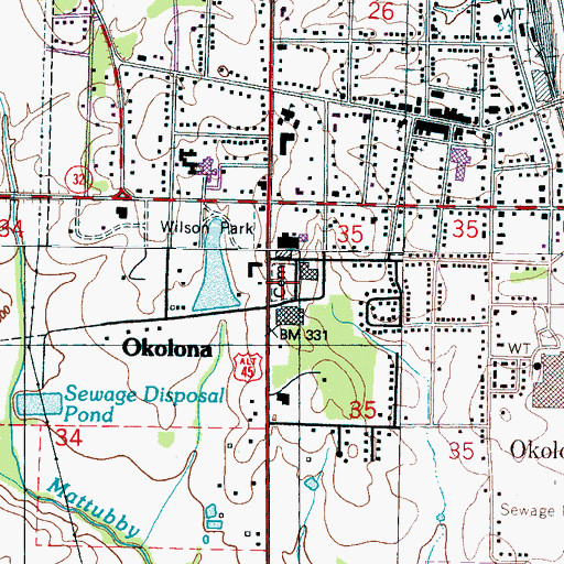 Topographic Map of Citizens Cemetery, MS