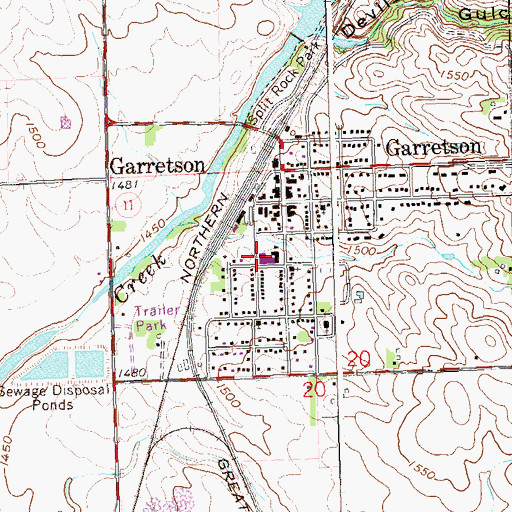 Topographic Map of Garretson High School, SD