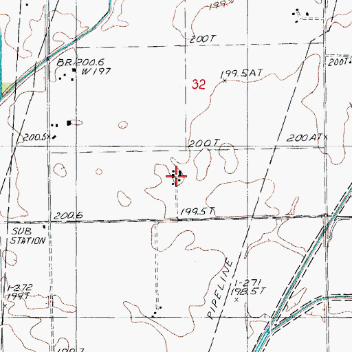 Topographic Map of Grubbs Farms, IL