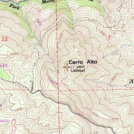Topographic Map of Cerro Alto, CA