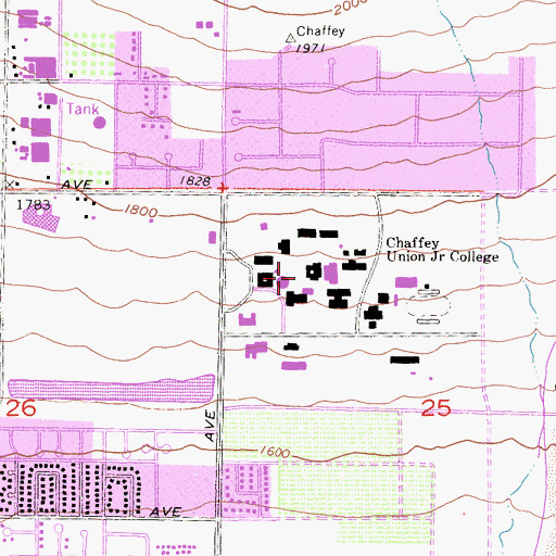 Topographic Map of Chaffey College, CA