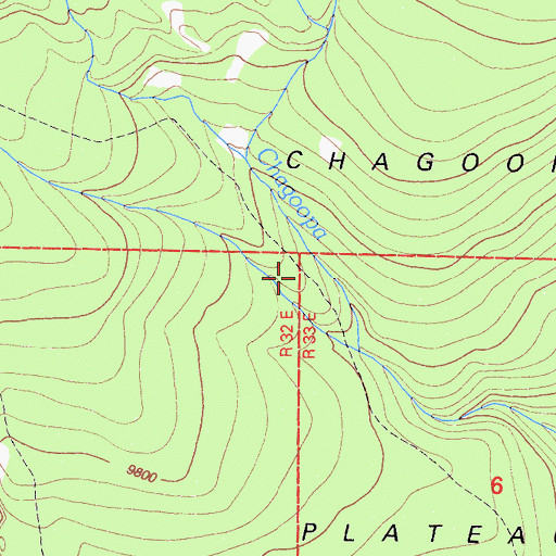 Topographic Map of Chagoopa Plateau, CA