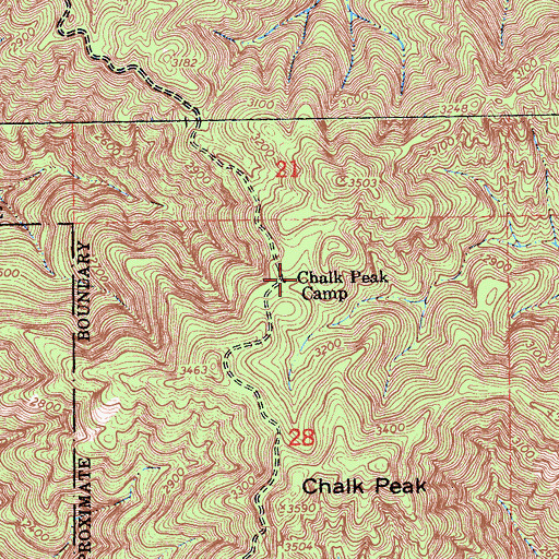 Topographic Map of Chalk Peak Camp, CA