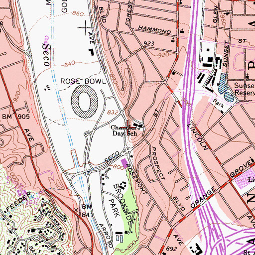 Topographic Map of Chandler Day School, CA