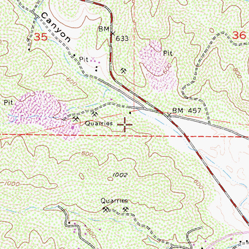 Topographic Map of Slaughterhouse Canyon Quarry, CA
