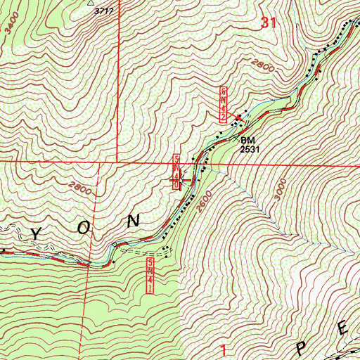 Topographic Map of Chaparral Campground, CA