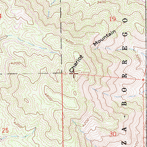 Topographic Map of Chariot Mountain, CA