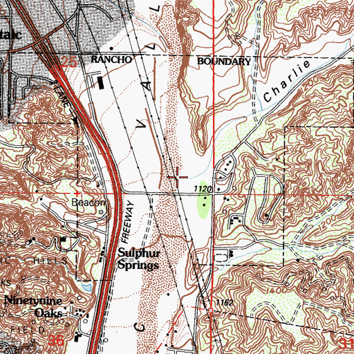 Topographic Map of Charlie Canyon, CA