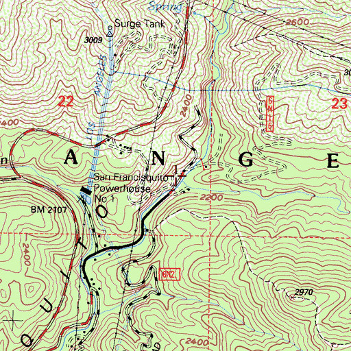 Topographic Map of Cherry Canyon, CA