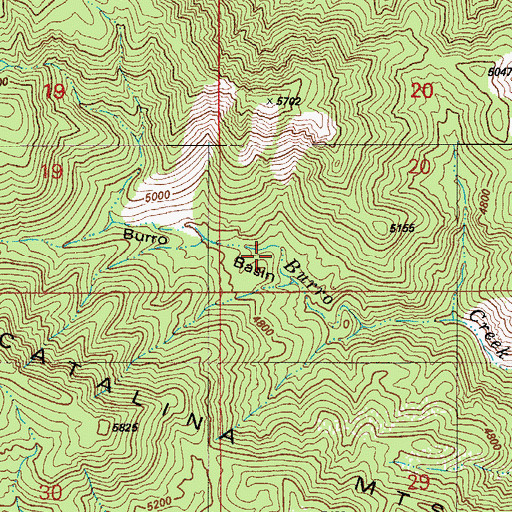 Topographic Map of Burro Basin, AZ