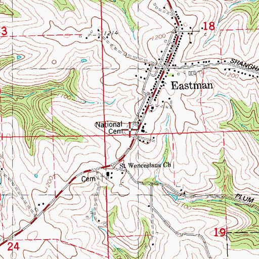 Topographic Map of National Cemetery, WI