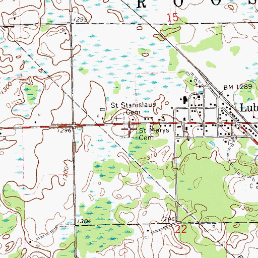 Topographic Map of Saint Marys Cemetery, WI