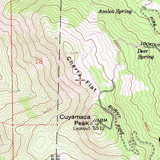 Topographic Map of Cherry Flat, CA