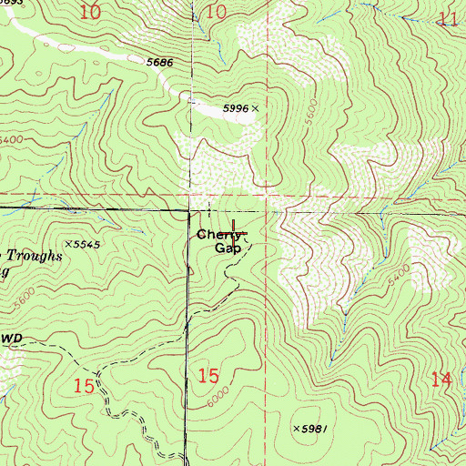Topographic Map of Cherry Gap, CA