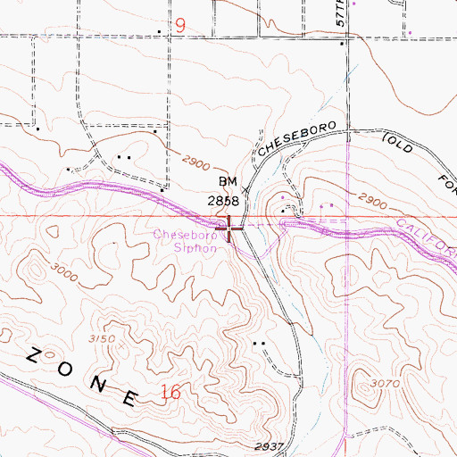 Topographic Map of Cheseboro Siphon, CA