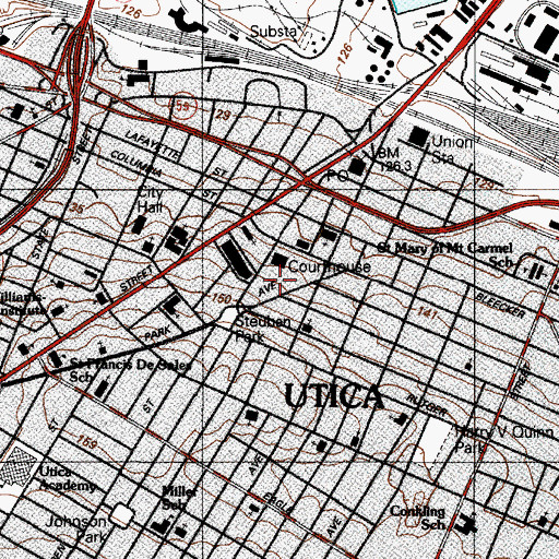 Topographic Map of Oneida County Office Building, NY