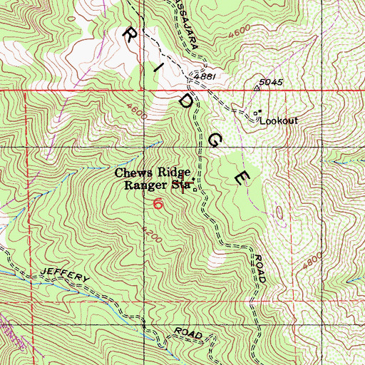 Topographic Map of Chews Ridge Ranger Station, CA