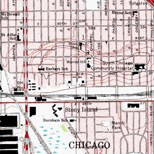 Topographic Map of Hyde Park Township (historical), IL