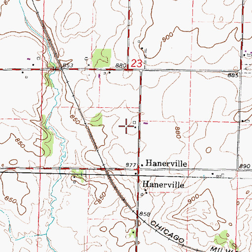 Topographic Map of Hanerville Acres, WI