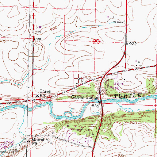 Topographic Map of Rye Farms, WI