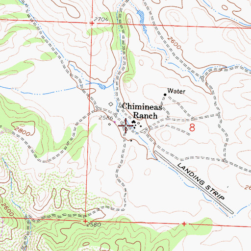 Topographic Map of Chimineas Ranch, CA