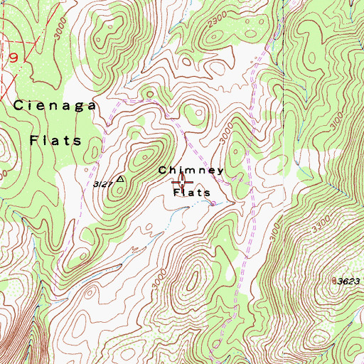 Topographic Map of Chimney Flats, CA