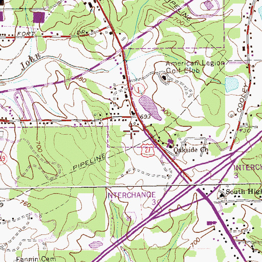 Topographic Map of Lafayette Christian School, GA