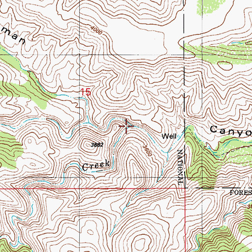 Topographic Map of Burro Creek, AZ