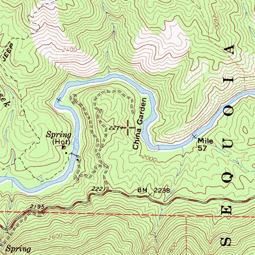Topographic Map of China Garden, CA