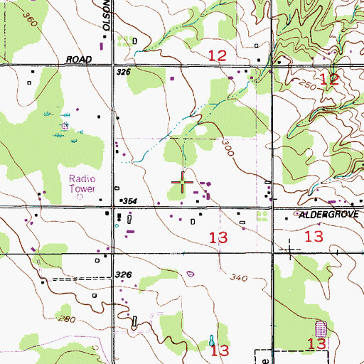 Topographic Map of Aldergrove Farms, WA