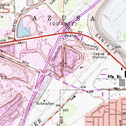 Topographic Map of Irwindale Quarry, CA