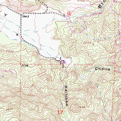 Topographic Map of Cholla Canyon, CA