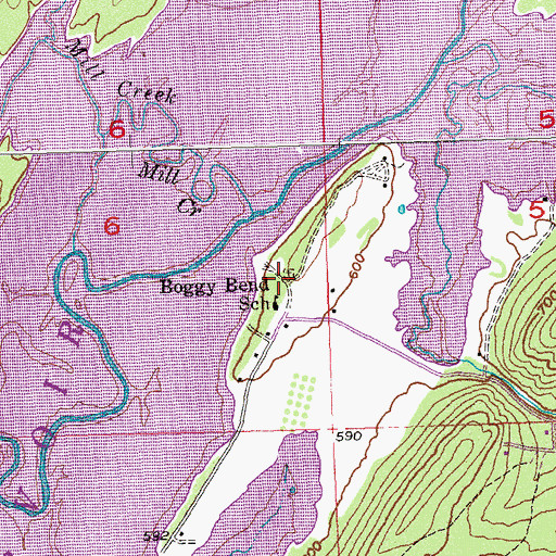 Topographic Map of Boggy Bend Cemetery, OK